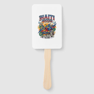 Haiti Soccer Skeleton Striker Nations Poster Style Hand Fan