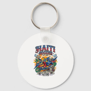 Haiti Soccer Skeleton Striker Nations Poster Style Key Ring