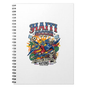Haiti Soccer Skeleton Striker Nations Poster Style Notebook
