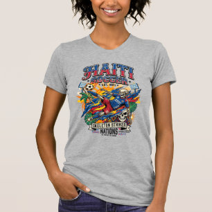 Haiti Soccer Skeleton Striker Nations Poster Style T-Shirt