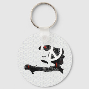 Haiti Trendy Peace Sign with Haitian map Key Ring
