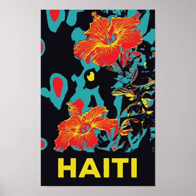 Haiti typical caribbean hibiscus poster (Front)