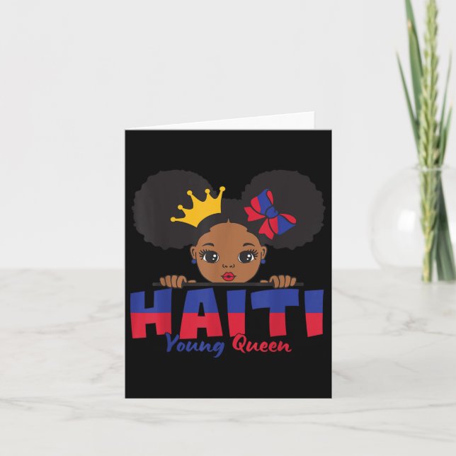 Haiti Young Queen Haitian Flag Tee For Kids Melani Card (Front)