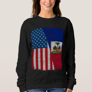 Haitian American Flag Half USA Haiti Root Proud Sweatshirt