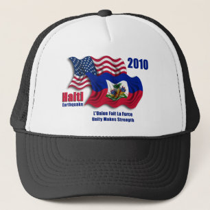 Haitian & American Waving Flags for Haiti Trucker Hat