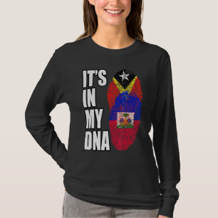 Haitian And Timorese Mix DNA Flag Heritage T-Shirt