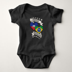 Haitian Brazilian Heart Flags Haiti Brazil Baby Bodysuit