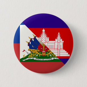 Haitian Cambodian Flag Haiti Half Cambodia Flag 6 Cm Round Badge