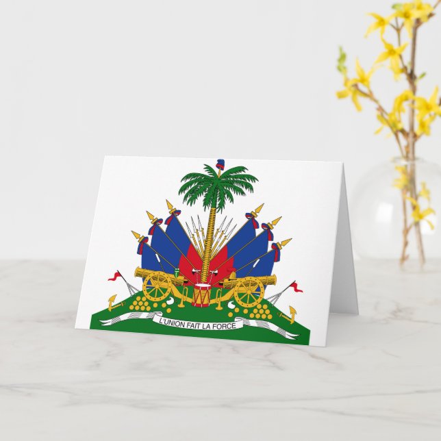 Haitian Coat of Arms (Haiti) Card (Yellow Flower)