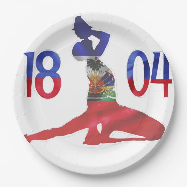 Haitian Flag 1804 Neg Mawon | Haitian Independence Paper Plate (Front)