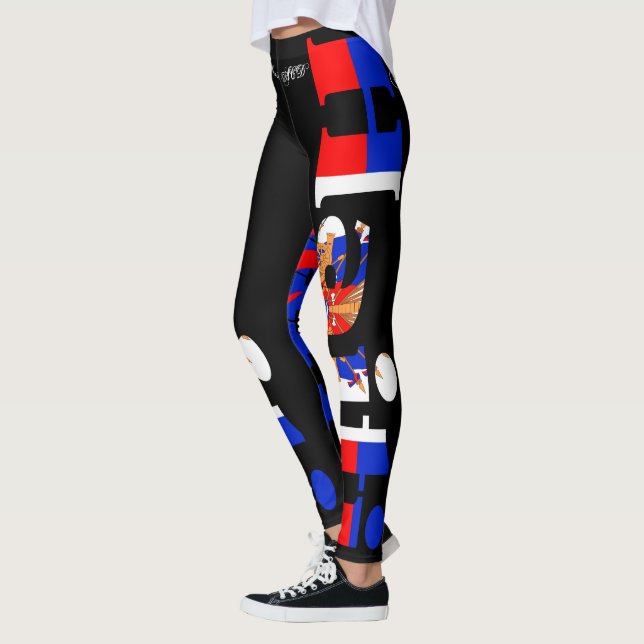 HAITIAN FLAG BLACK LEGINGS HAVIC ACD LEGGINGS (Left)