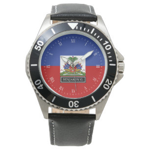 Haitian Flag Custom Name Watch