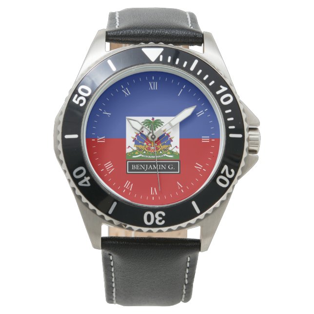 Haitian Flag Custom Name Watch (Front)