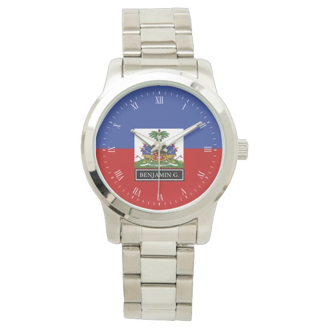 Haitian Flag Custom Name Watch (Front)