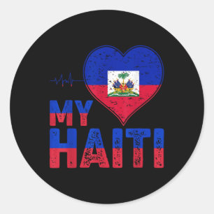 Haitian Flag Day Love Haiti Heart Haitian Roots Ha Classic Round Sticker