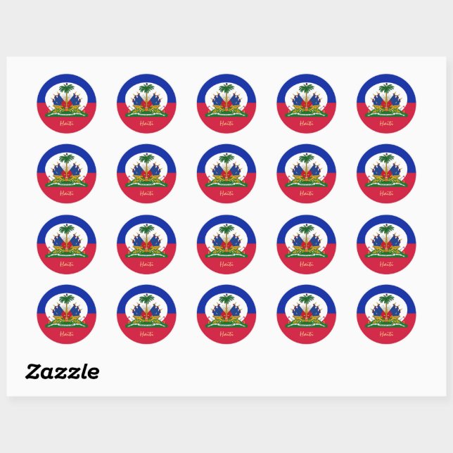 Haitian Flag & Haiti fashion, party /sports Classic Round Sticker (Sheet)