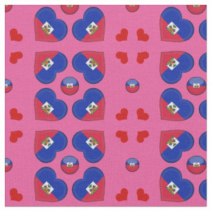 Haitian Flag & Haiti Heart fashion Fabric