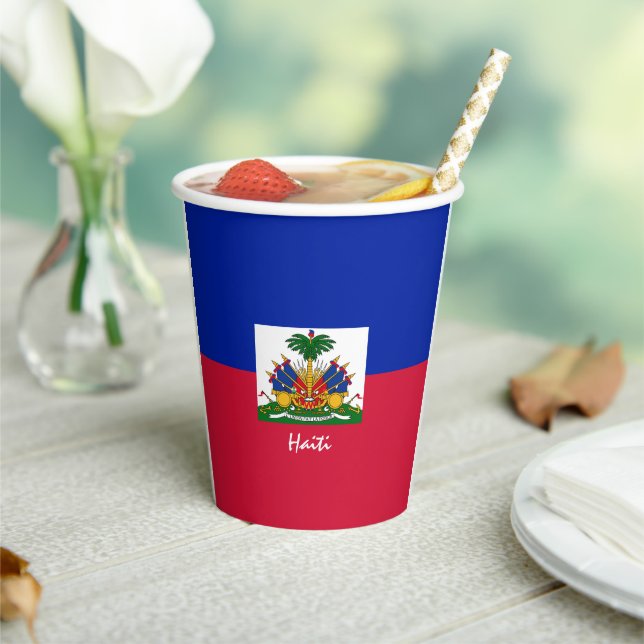Haitian Flag paper cups, Haiti party /sports Paper Cups (Insitu)