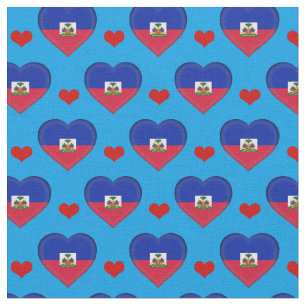 Haitian Flag & Red Heart fashion Fabric /Haiti