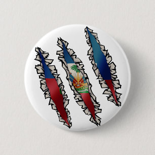 Haitian Flag Slash Haiti Underneathe 6 Cm Round Badge
