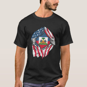 Haitian Heritage Proud For A American Flag Haiti   T-Shirt