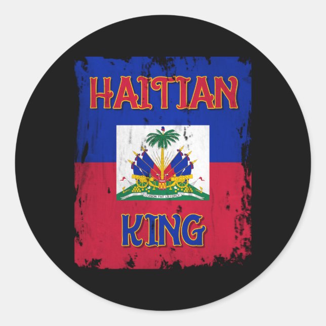 Haitian King Haiti Flag Emblem Coat Of Arm Haitien Classic Round Sticker (Front)