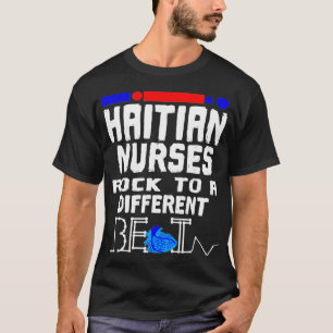 Haitian Nurse Flag Heartbeat Black Afro Haiti RN T-Shirt