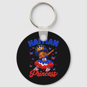 Haitian Princess Flag Day Cute Haiti Dab Girls Key Ring