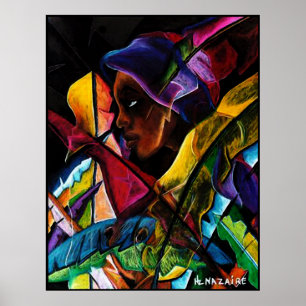 Haitienne en Vitraux IV - entoilage de pastel Poster