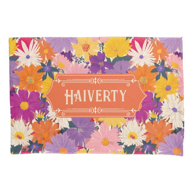 Haiverty Crowded Blooms Modern Floral Pillowcase (Front)
