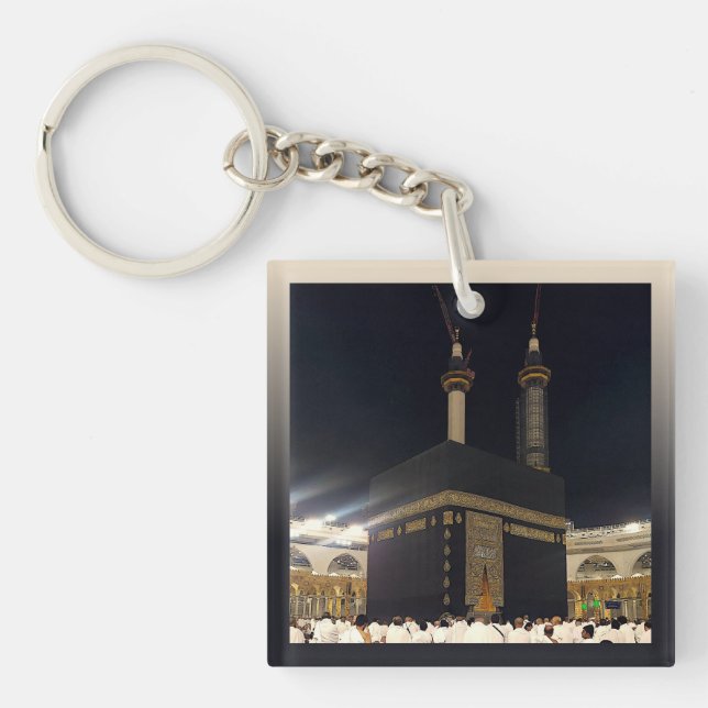 Hajj Pilgrims at Fajr, Kaaba, Mecca, Saudi Arabia Key Ring (Front)