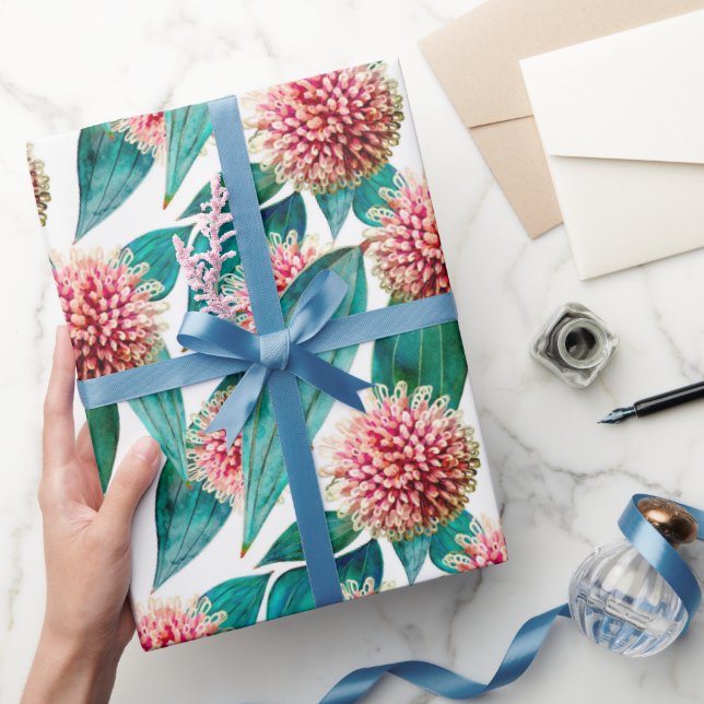 Hakea Laurina Pincushion Blooms Wrapping Paper (Gifting)