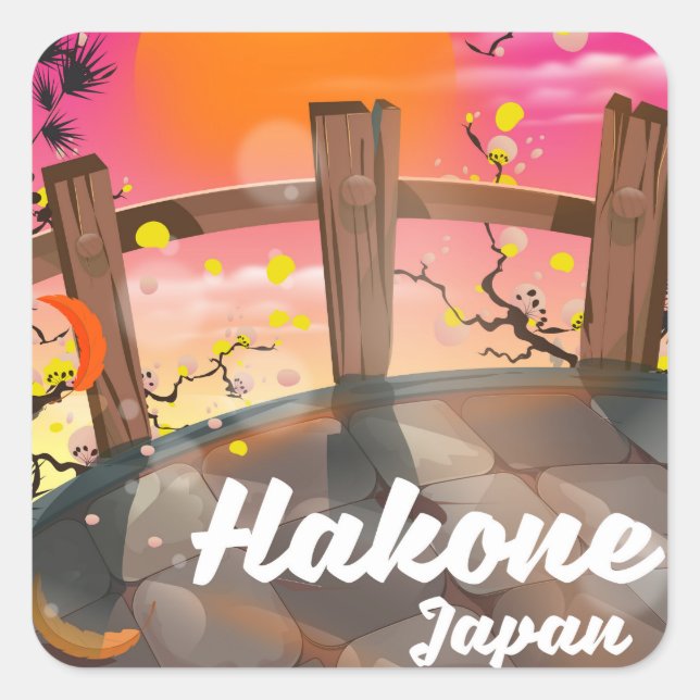 Hakone japan blossom poster. square sticker (Front)