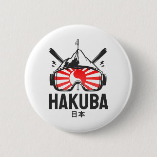 Haku Japan Ski Resort Retro Skiing  6 Cm Round Badge