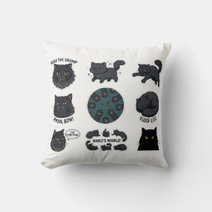 Haku The Grumpy Black Cat Sticker Pack Cushion