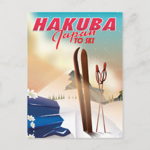 Hakuba Japanese travel poster. Postcard