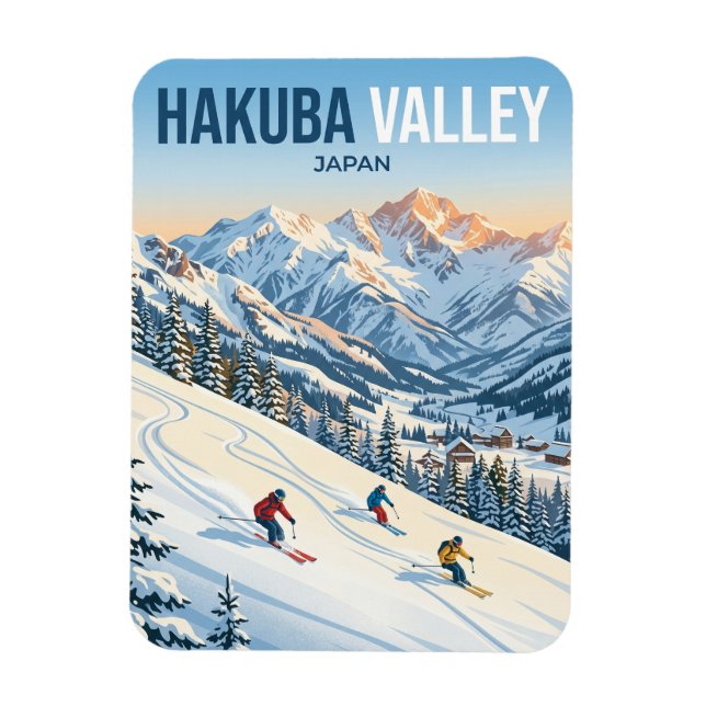 Hakuba Valley Skiing Japan Magnet (Vertical)
