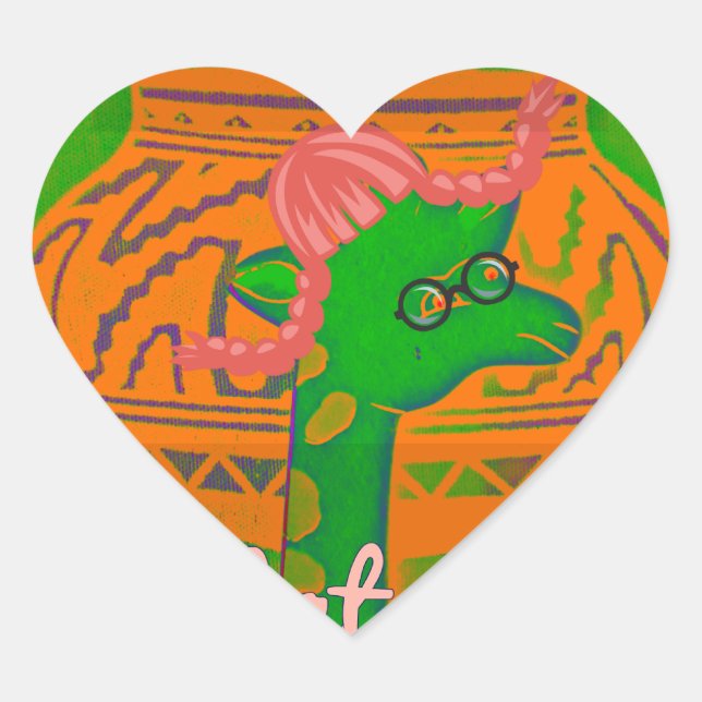 Hakuna Giraffe Art Print Heart Sticker (Front)