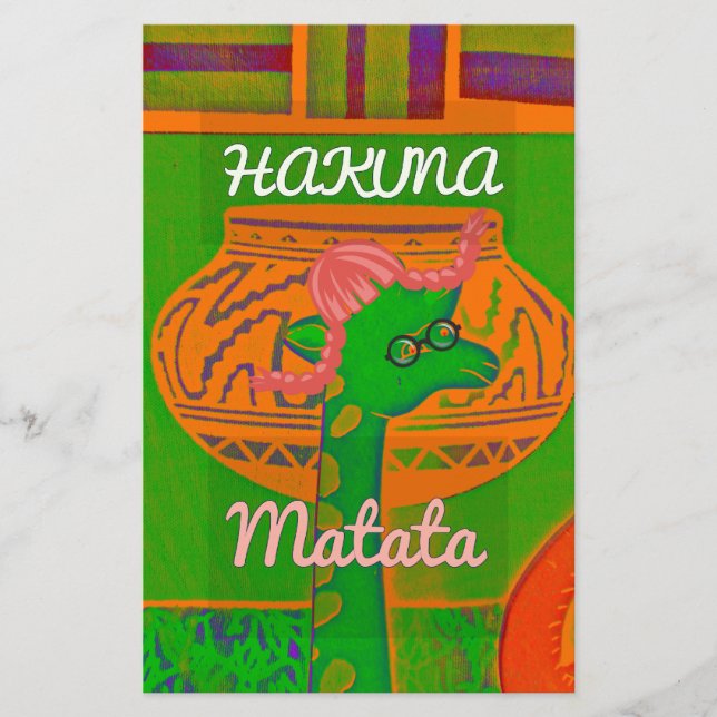 Hakuna Giraffe Art Print Stationery (Front)