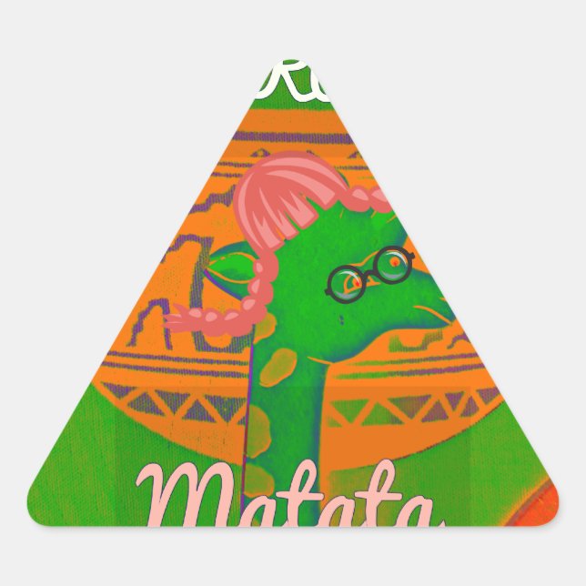 Hakuna Giraffe Art Print Triangle Sticker (Front)