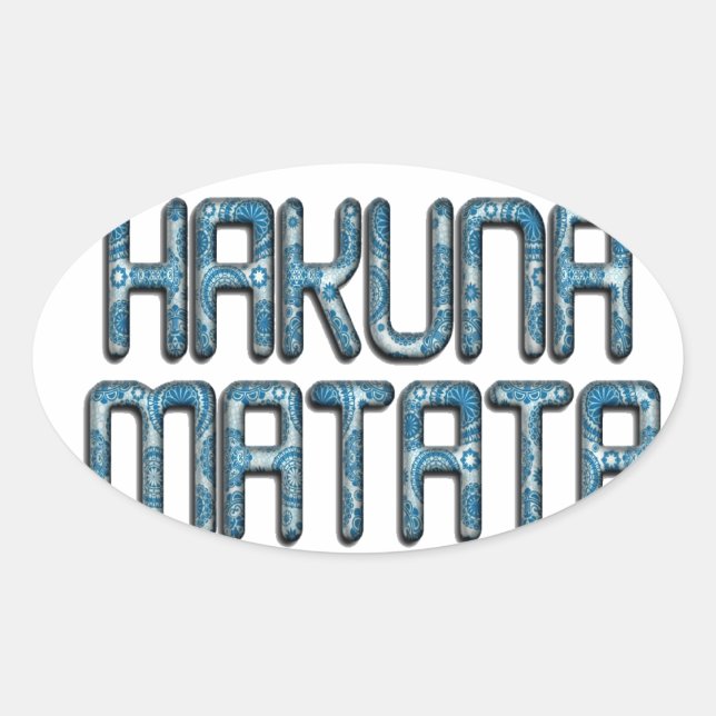 Hakuna Matata 3D Art Print Oval Sticker (Front)