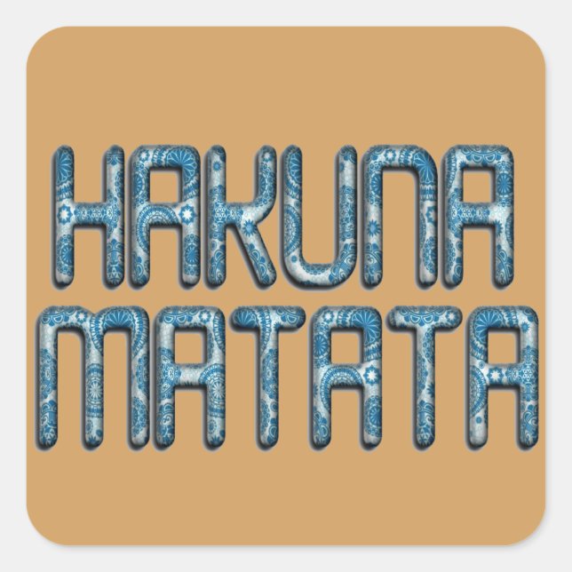 Hakuna Matata 3D Art Print Square Sticker (Front)