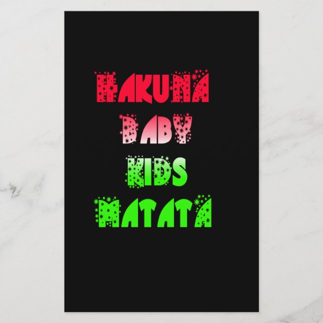 Hakuna Matata Baby Kids Gifts  amazing  colour des Stationery (Front)
