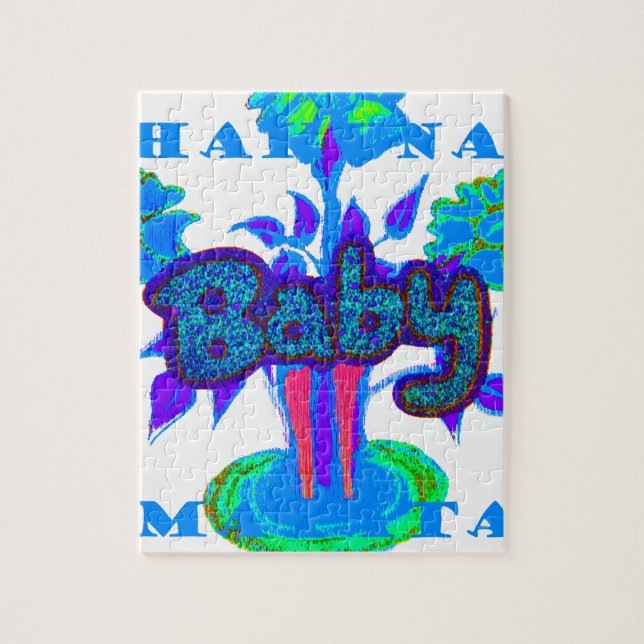 Hakuna Matata Baby Kids: Vibrant Art, Flowers & "N Jigsaw Puzzle (Vertical)