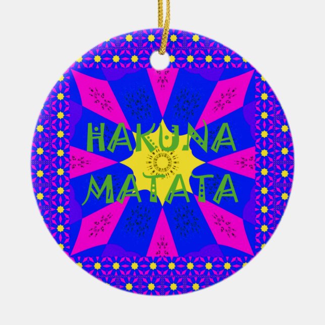 Hakuna Matata Beautiful Amazing Design Colours Ceramic Tree Decoration (Front)