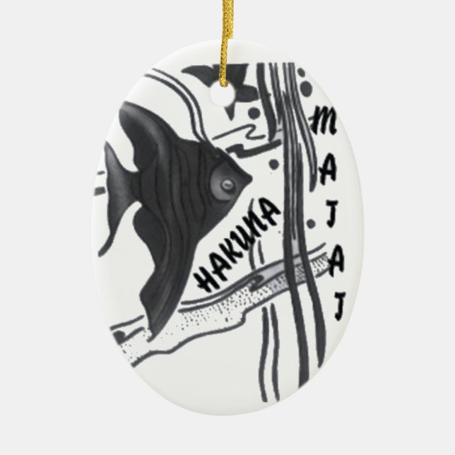 Hakuna Matata Big Little Fish.png Ceramic Tree Decoration (Front)