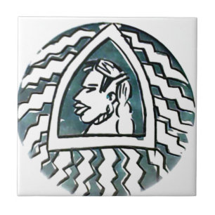 Hakuna Matata Blue Triangle Style.png Ceramic Tile