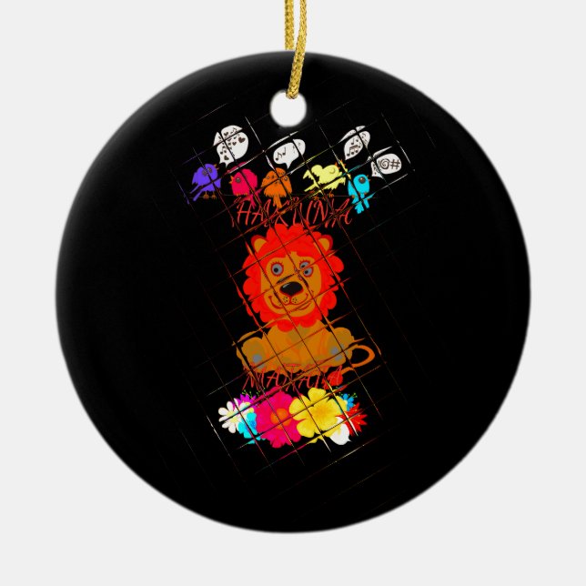 Hakuna Matata cute baby lion king design Ceramic Ornament (Front)