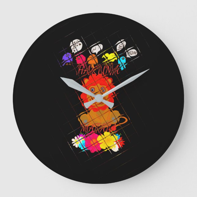 Hakuna Matata cute baby lion king design Large Clock (Front)