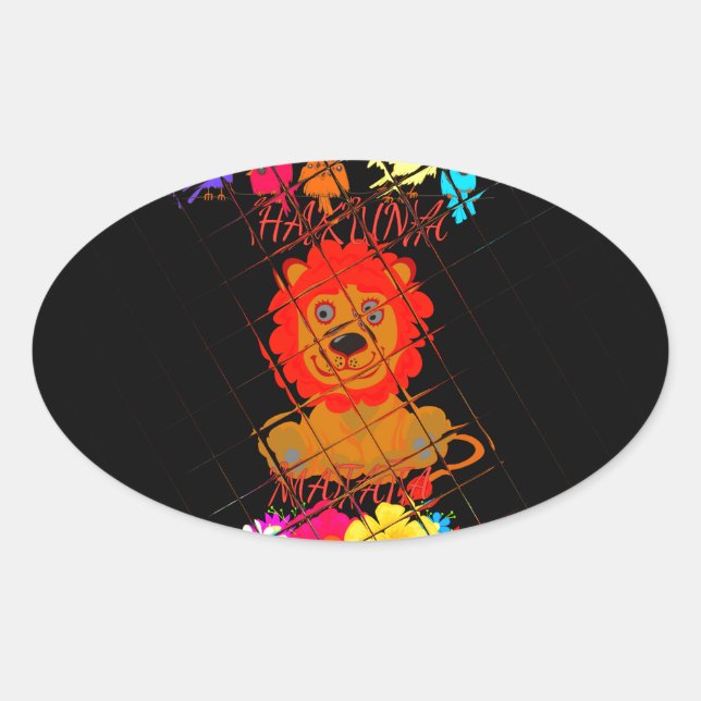 Hakuna Matata cute baby lion king design Oval Sticker (Front)